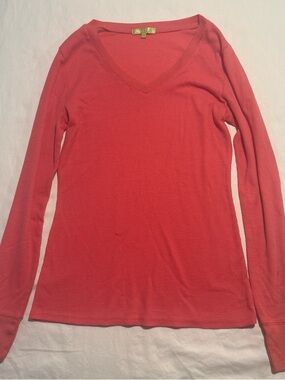 Coral Long-Sleeve V-Neck Thermal Top